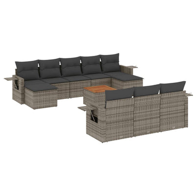 11 Piece Garden Sofa Set with Cushions Grey Poly Rattan Payday Deals