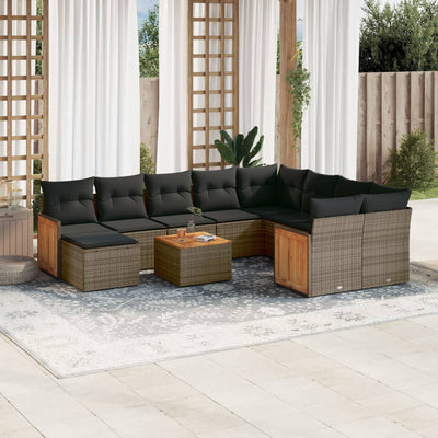 11 Piece Garden Sofa Set with Cushions Grey Poly Rattan Payday Deals