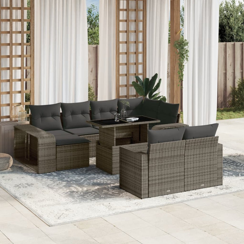 11 Piece Garden Sofa Set with Cushions Grey Poly Rattan Payday Deals