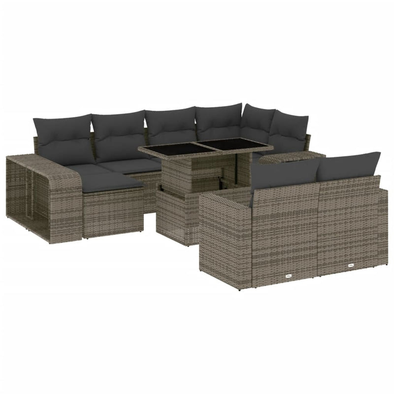 11 Piece Garden Sofa Set with Cushions Grey Poly Rattan Payday Deals