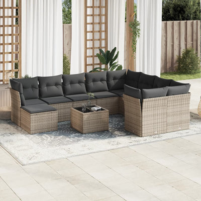 11 Piece Garden Sofa Set with Cushions Grey Poly Rattan Payday Deals