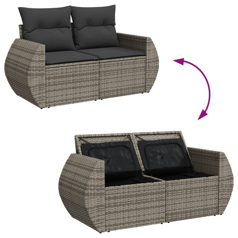 11 Piece Garden Sofa Set with Cushions Grey Poly Rattan Payday Deals