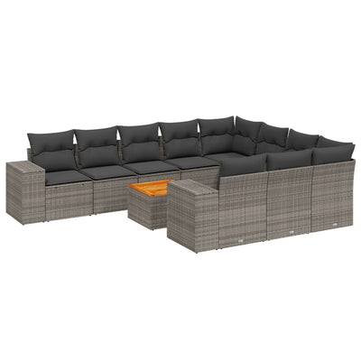 11 Piece Garden Sofa Set with Cushions Grey Poly Rattan Payday Deals