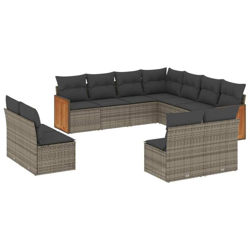 11 Piece Garden Sofa Set with Cushions Grey Poly Rattan Payday Deals