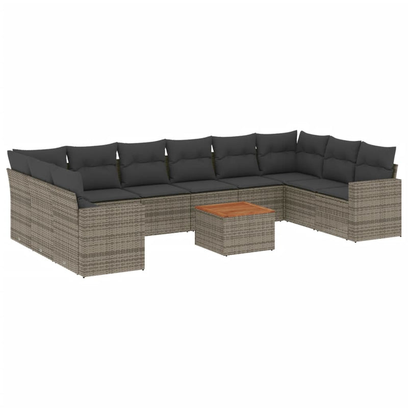 11 Piece Garden Sofa Set with Cushions Grey Poly Rattan Payday Deals