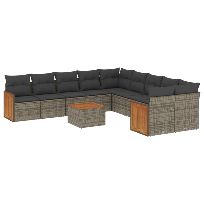 11 Piece Garden Sofa Set with Cushions Grey Poly Rattan Payday Deals