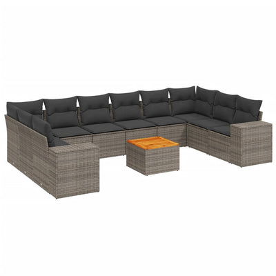 11 Piece Garden Sofa Set with Cushions Grey Poly Rattan Payday Deals