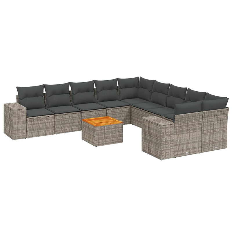 11 Piece Garden Sofa Set with Cushions Grey Poly Rattan Payday Deals