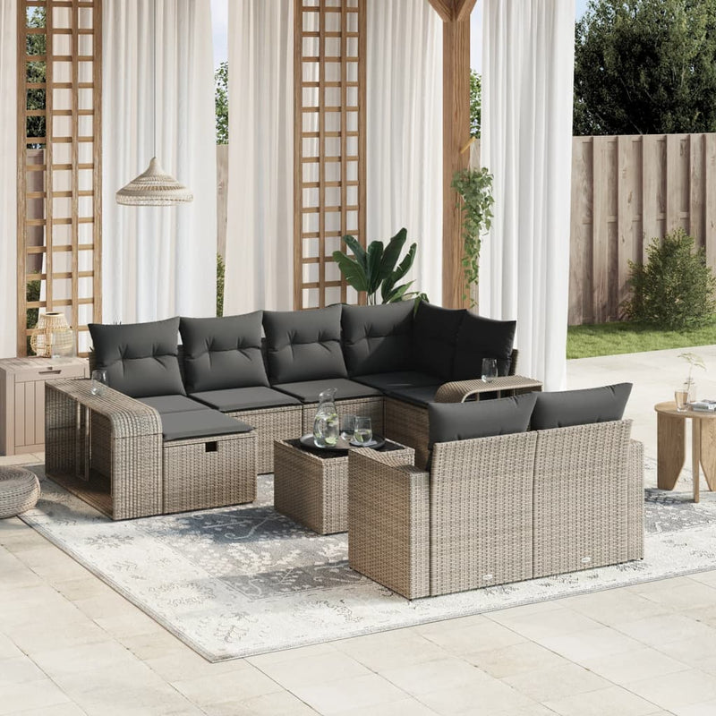 11 Piece Garden Sofa Set with Cushions Grey Poly Rattan Payday Deals