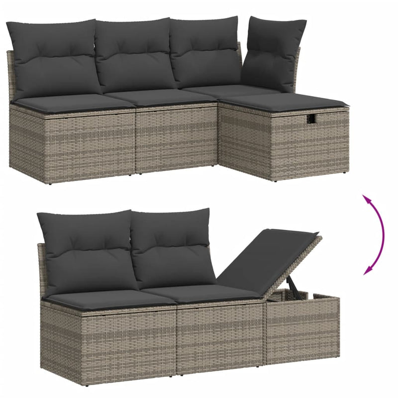 11 Piece Garden Sofa Set with Cushions Grey Poly Rattan Payday Deals