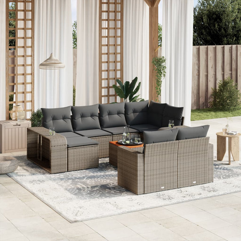 11 Piece Garden Sofa Set with Cushions Grey Poly Rattan Payday Deals