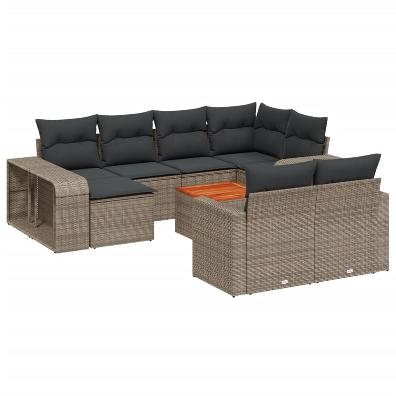 11 Piece Garden Sofa Set with Cushions Grey Poly Rattan Payday Deals