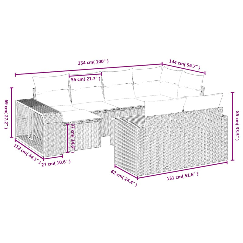 11 Piece Garden Sofa Set with Cushions Grey Poly Rattan Payday Deals