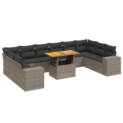 11 Piece Garden Sofa Set with Cushions Grey Poly Rattan Payday Deals