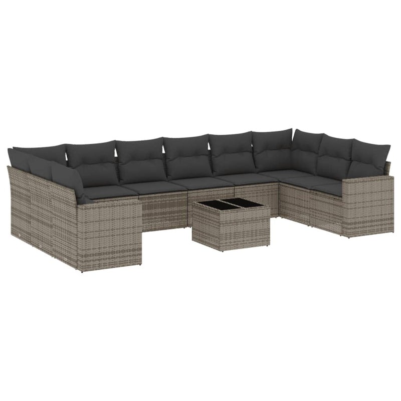 11 Piece Garden Sofa Set with Cushions Grey Poly Rattan Payday Deals