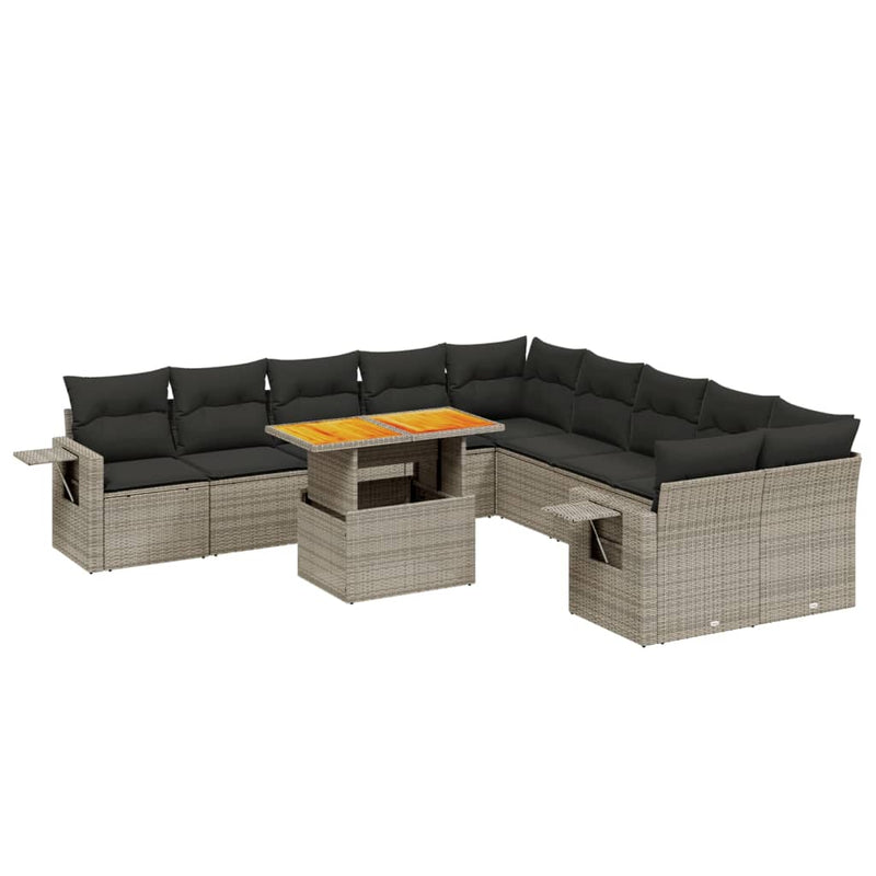 11 Piece Garden Sofa Set with Cushions Grey Poly Rattan Payday Deals