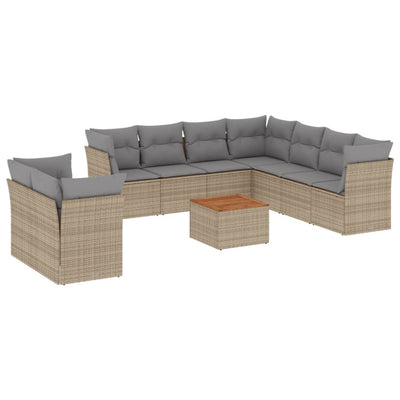 11 Piece Garden Sofa Set with Cushions Mix Beige Poly Rattan Payday Deals