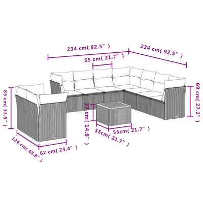 11 Piece Garden Sofa Set with Cushions Mix Beige Poly Rattan Payday Deals