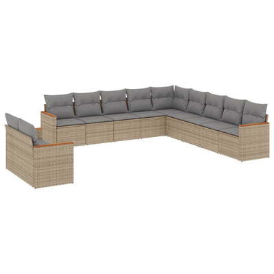 11 Piece Garden Sofa Set with Cushions Mix Beige Poly Rattan Payday Deals