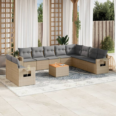 11 Piece Garden Sofa Set with Cushions Mix Beige Poly Rattan Payday Deals