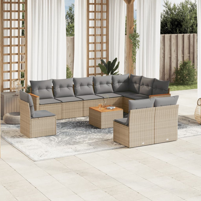 11 Piece Garden Sofa Set with Cushions Mix Beige Poly Rattan Payday Deals