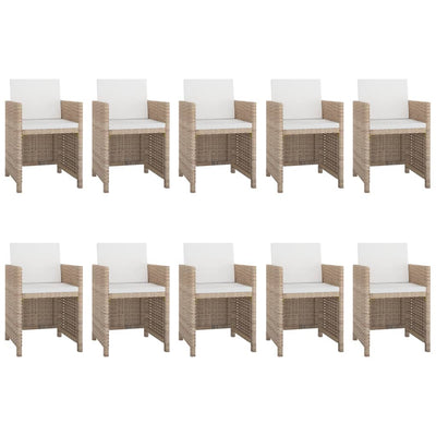 11 Piece Outdoor Dining Set with Cushions Poly Rattan Beige Payday Deals
