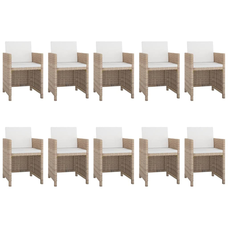 11 Piece Outdoor Dining Set with Cushions Poly Rattan Beige Payday Deals