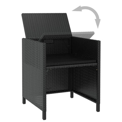 11 Piece Outdoor Dining Set with Cushions Poly Rattan Black Payday Deals