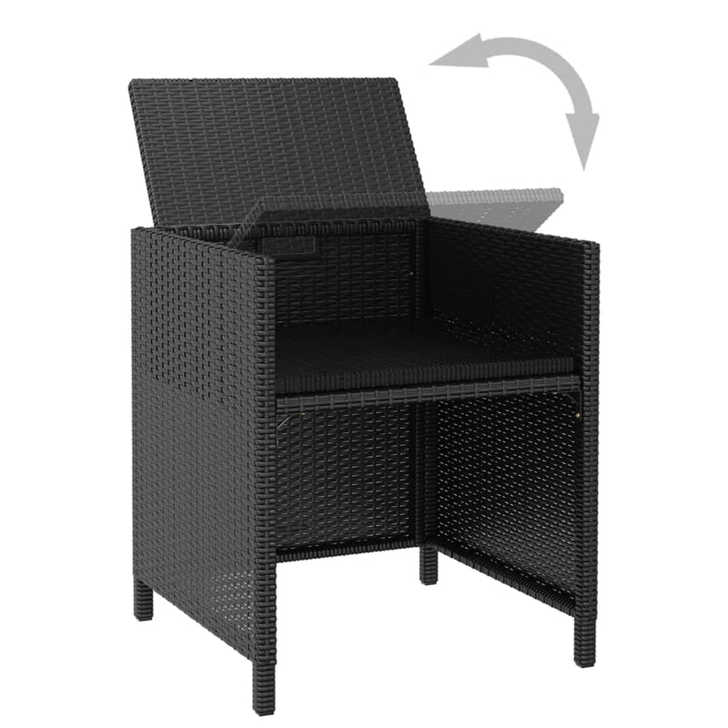 11 Piece Outdoor Dining Set with Cushions Poly Rattan Black Payday Deals
