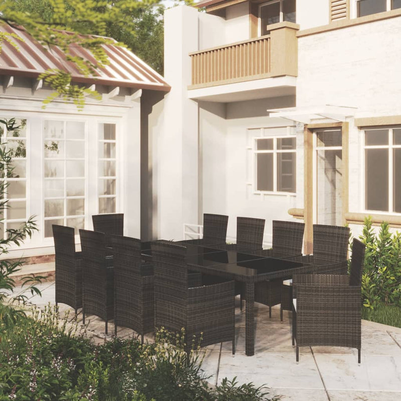 11 Piece Outdoor Dining Set with Cushions Poly Rattan Black Payday Deals