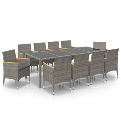 11 Piece Outdoor Dining Set with Cushions Poly Rattan Black and Grey Payday Deals