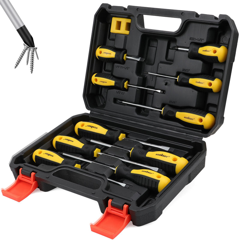 11-Pieces Magnetic Screwdriver Set with Case Magnetizer Demagnetizer Flat Head Payday Deals