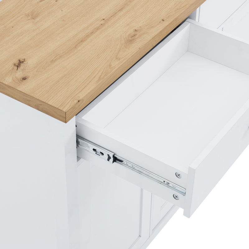 Buffet Sideboard with 2 Drawers & 3 Doors - Pine Top, White Body | Versatile Storage Solution