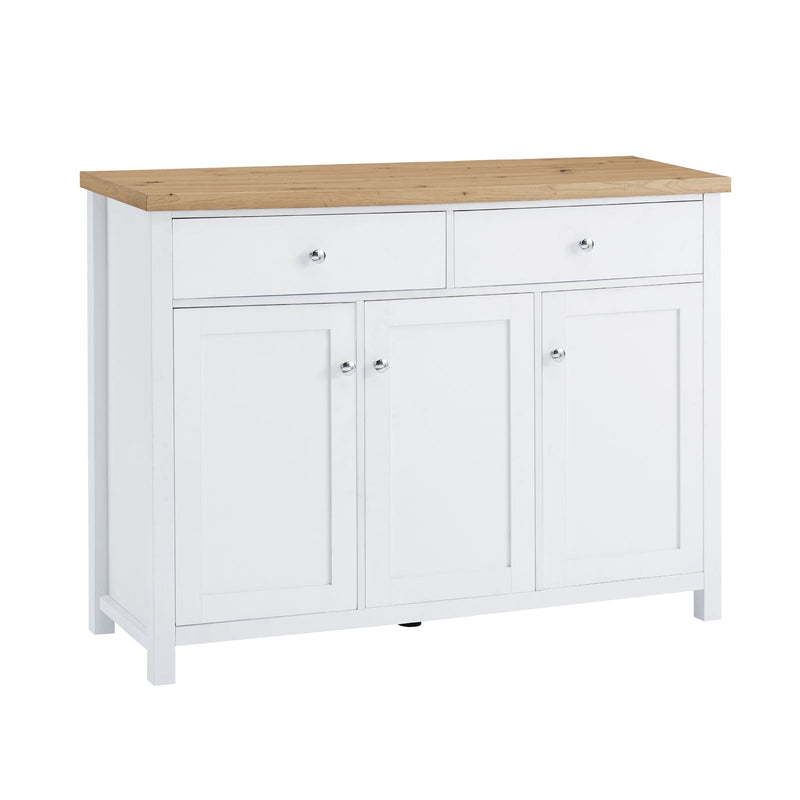 Buffet Sideboard with 2 Drawers & 3 Doors - Pine Top, White Body | Versatile Storage Solution