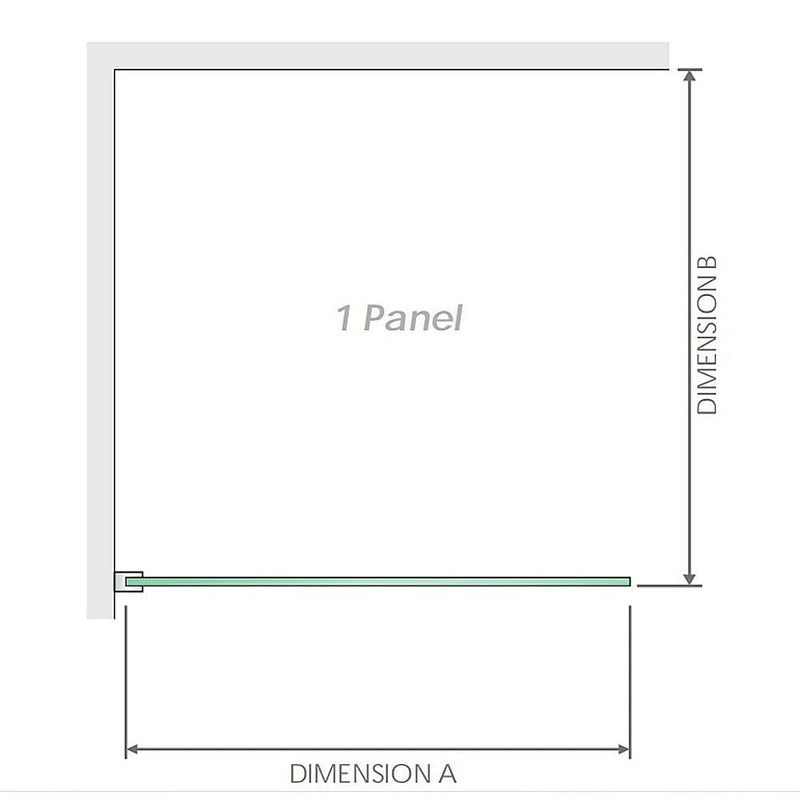 110x200cm Single Shower Glass Screen with Black Wall Channel Payday Deals