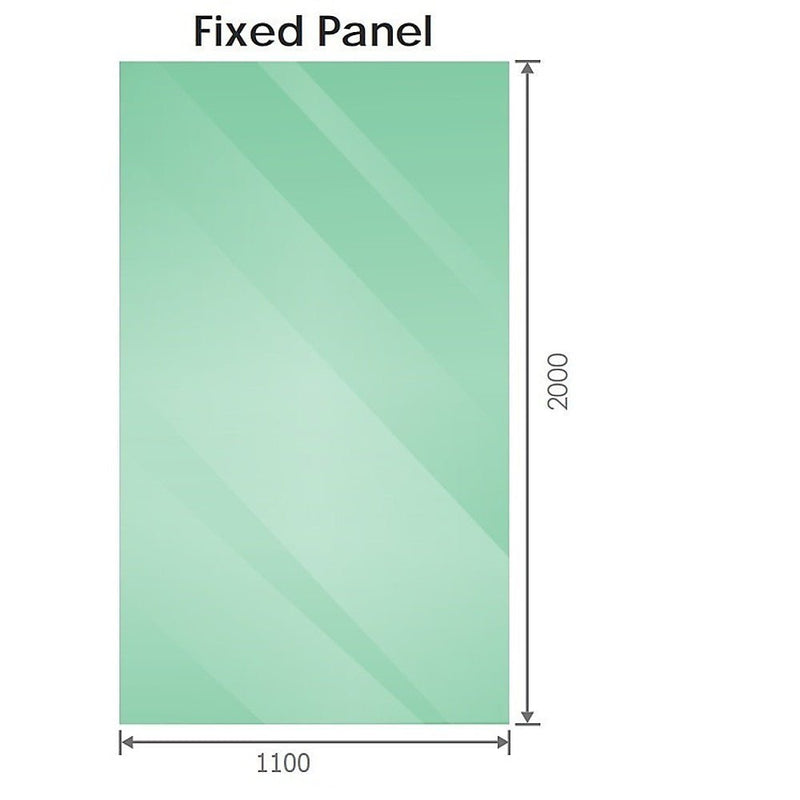 110x200cm Single Shower Glass Screen with Black Wall & Floor Channel Payday Deals