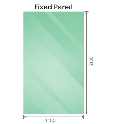 110x210cm Single Shower Glass Screen with White Wall Channel Payday Deals