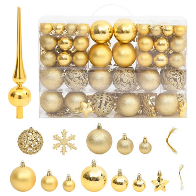 111 Piece Christmas Bauble Set Gold Polystyrene Payday Deals