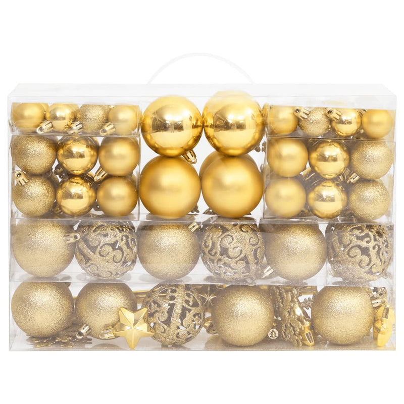 111 Piece Christmas Bauble Set Gold Polystyrene Payday Deals