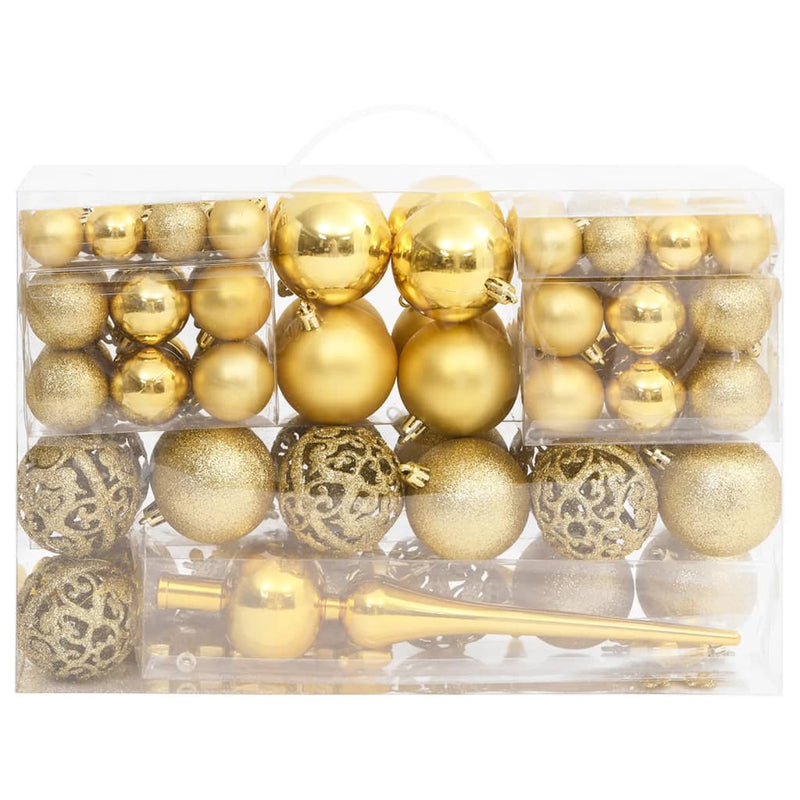 111 Piece Christmas Bauble Set Gold Polystyrene Payday Deals