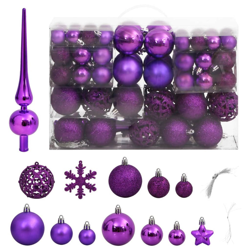 111 Piece Christmas Bauble Set Purple Polystyrene Payday Deals