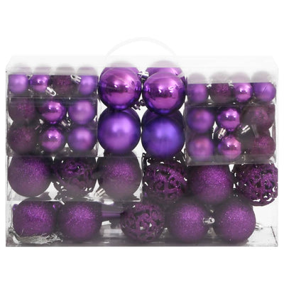 111 Piece Christmas Bauble Set Purple Polystyrene Payday Deals