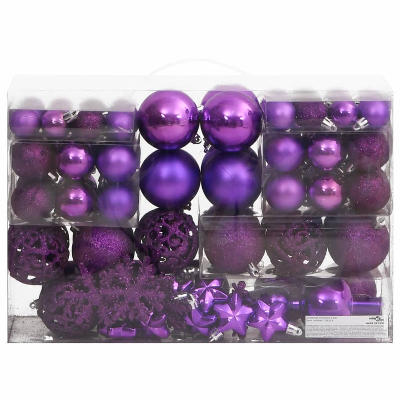 111 Piece Christmas Bauble Set Purple Polystyrene Payday Deals