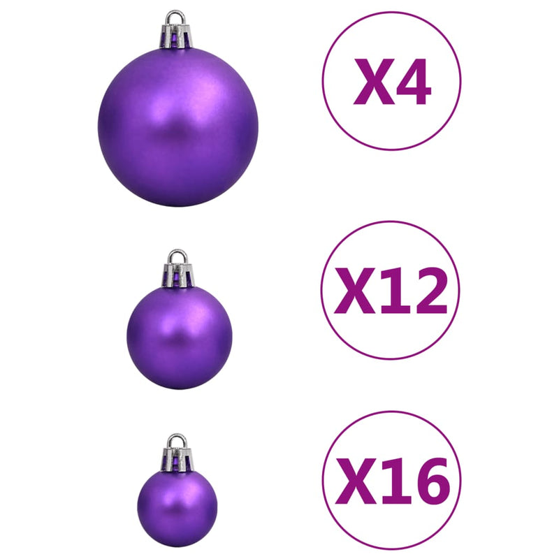 111 Piece Christmas Bauble Set Purple Polystyrene Payday Deals