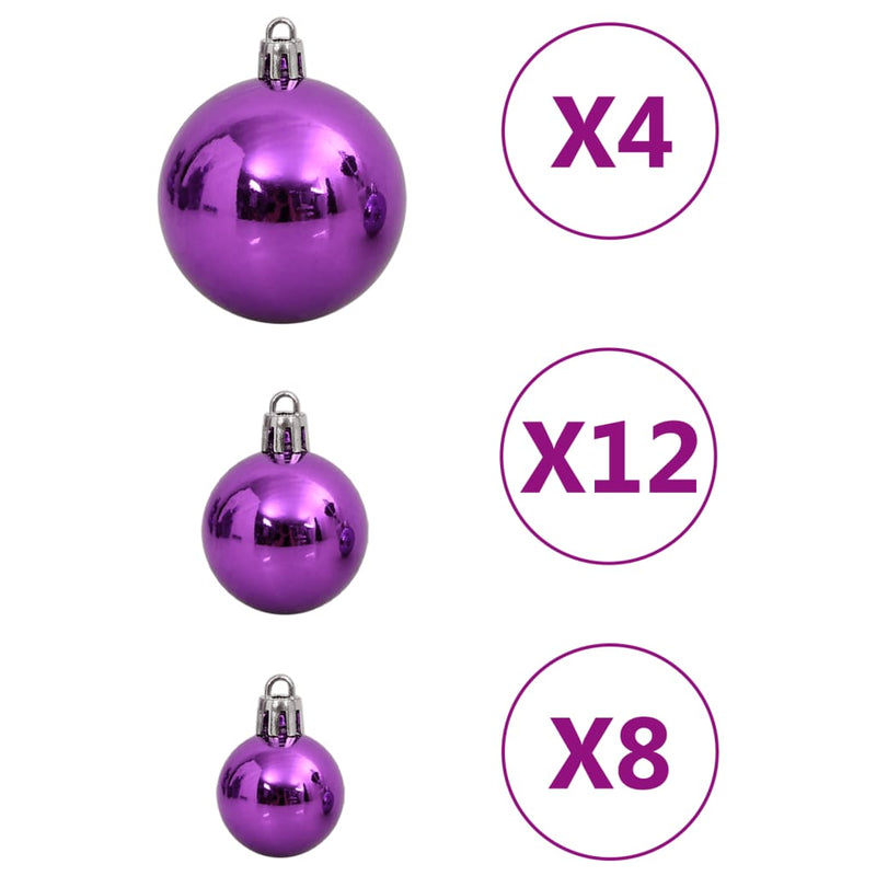 111 Piece Christmas Bauble Set Purple Polystyrene Payday Deals