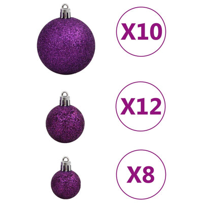 111 Piece Christmas Bauble Set Purple Polystyrene Payday Deals