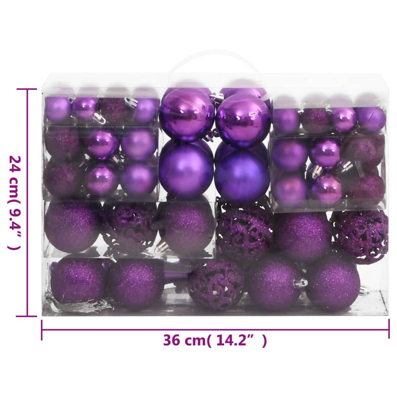 111 Piece Christmas Bauble Set Purple Polystyrene Payday Deals