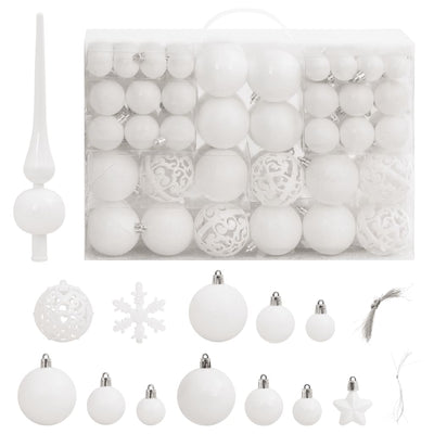 111 Piece Christmas Bauble Set White Polystyrene Payday Deals