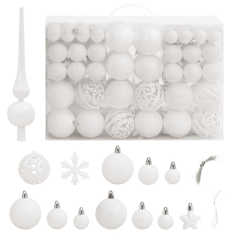 111 Piece Christmas Bauble Set White Polystyrene Payday Deals