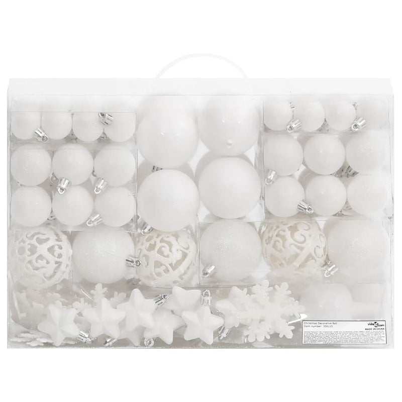 111 Piece Christmas Bauble Set White Polystyrene Payday Deals